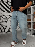 Light Blue Distressed Ripped Baggy Jeans GJ-17151/2/3/5