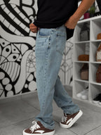 Light Blue Distressed Ripped Baggy Jeans GJ-17151/2/3/5