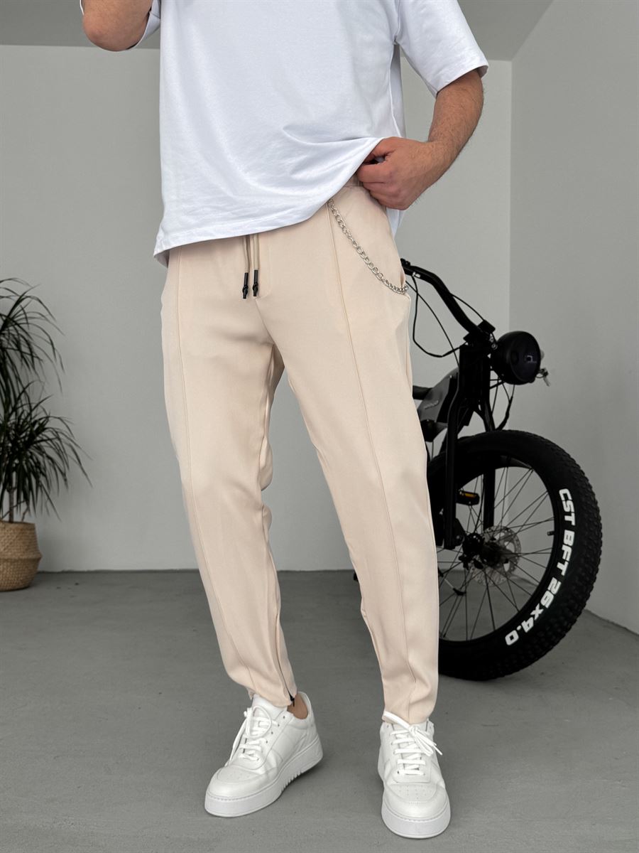 Stitched Zipped Relaxed Fit Pants