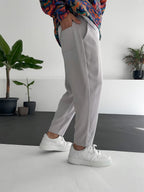 Light Grey Loose Fit Basic Trousers BY-319