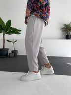 Light Grey Loose Fit Basic Trousers BY-319