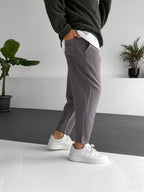 Smoke Grey Loose Fit Basic Trousers BY-319