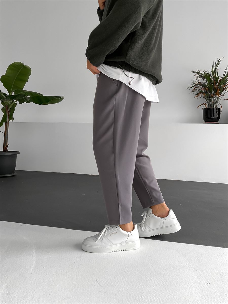 Smoke Grey Loose Fit Basic Trousers BY-319