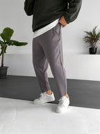 Smoke Grey Loose Fit Basic Trousers BY-319