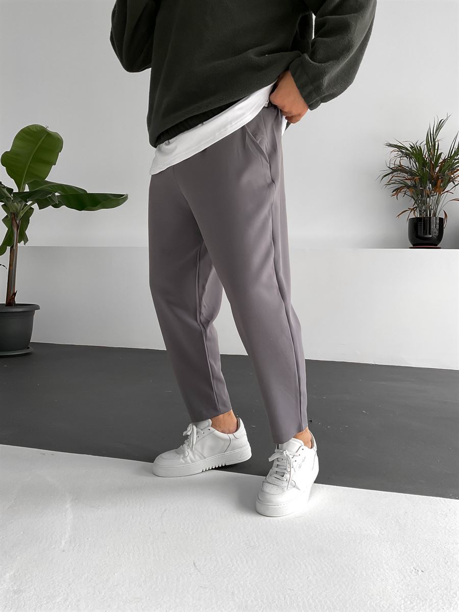 Smoke Grey Loose Fit Basic Trousers BY-319