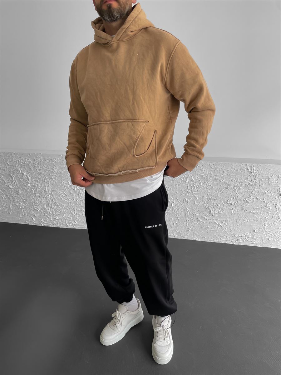 Oval Pocket Washed Hooded Sweatshirt