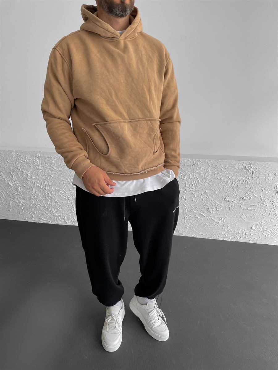 Oval Pocket Washed Hooded Sweatshirt