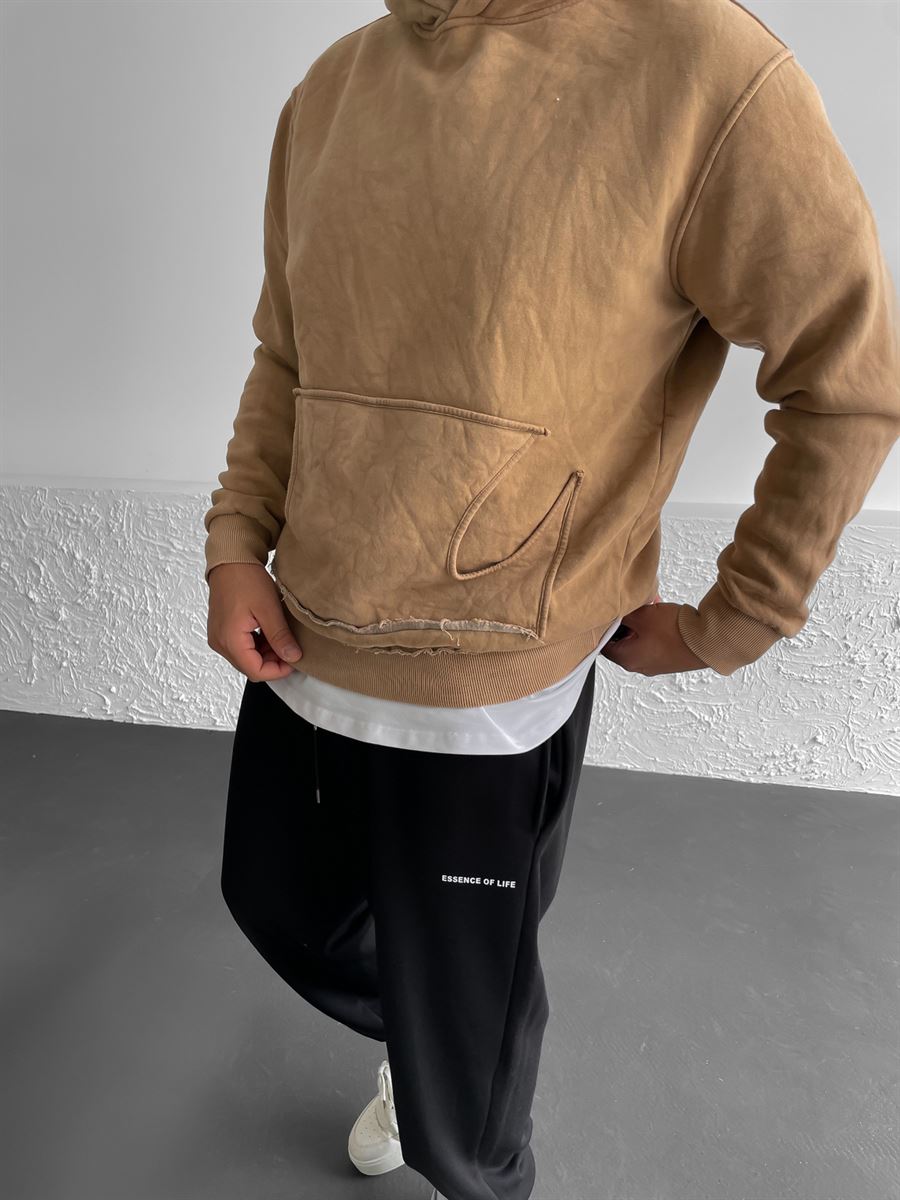 Oval Pocket Washed Hooded Sweatshirt