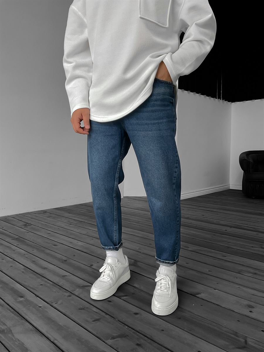 Navy Blue Effect Washed Boyfriend KE-1126/246/547