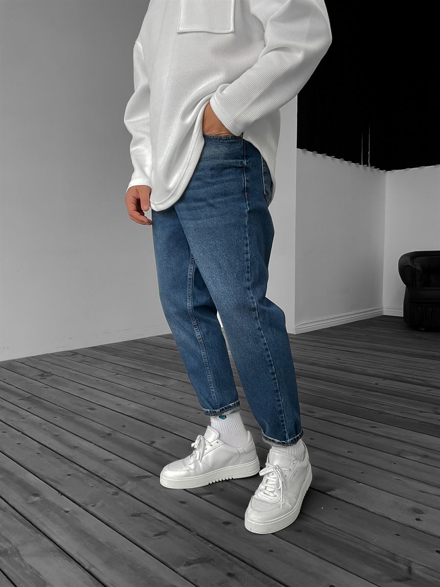 Navy Blue Effect Washed Boyfriend KE-1126/246/547