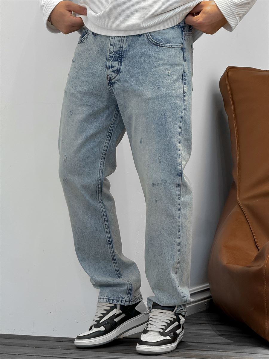 Light Blue Washed Ripped Baggy KE-249