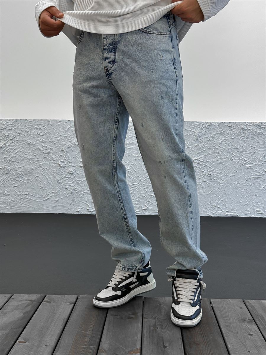 Light Blue Washed Ripped Baggy KE-249