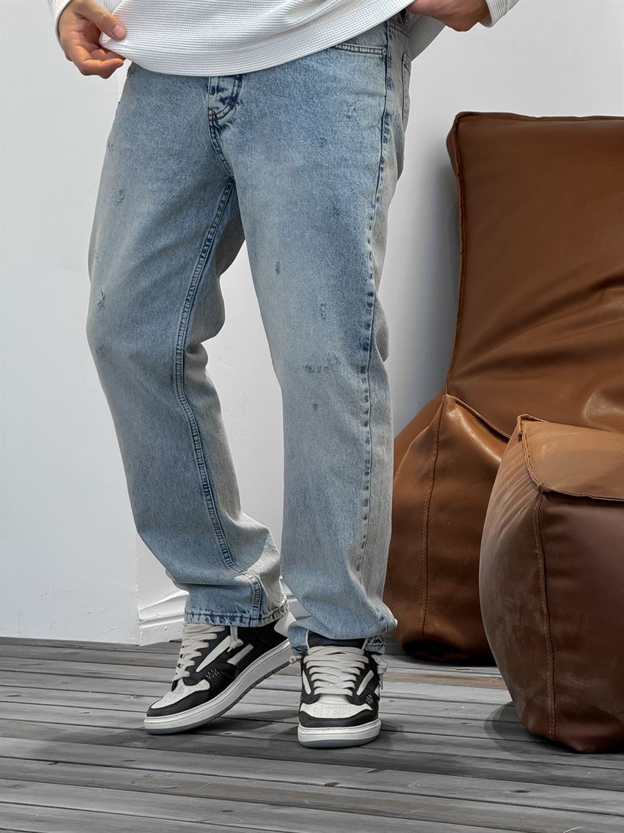 Light Blue Washed Ripped Baggy KE-249
