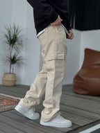 Gabardine Cargo Baggy Jean