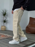 Gabardine Cargo Baggy Jean