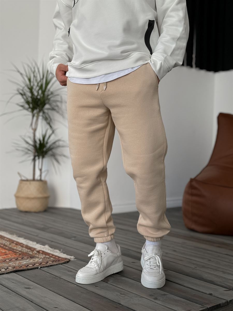 Fleece-Lined Sweatpants with Elastic Hem