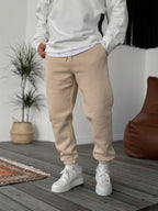 Fleece-Lined Sweatpants with Elastic Hem
