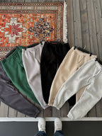 Fleece-Lined Sweatpants with Elastic Hem