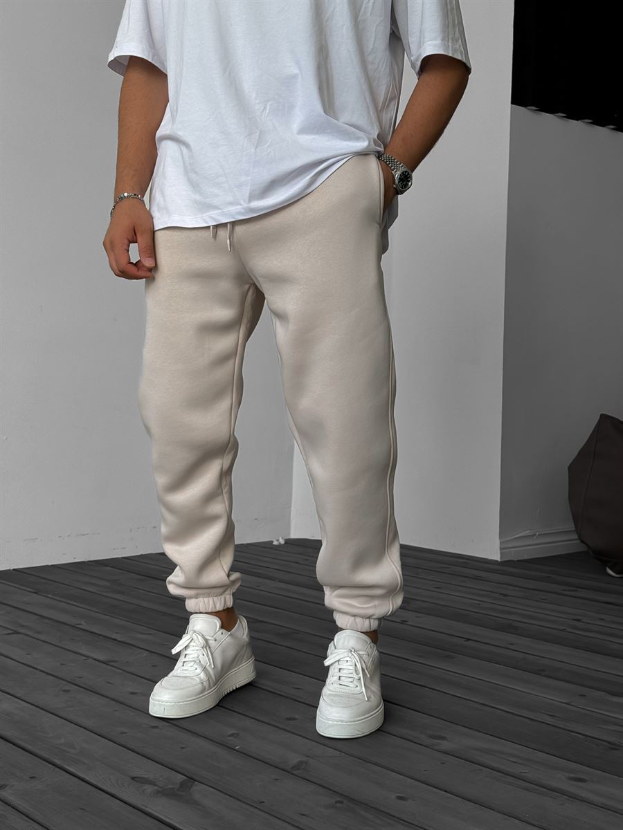 Fleece-Lined Sweatpants with Elastic Hem