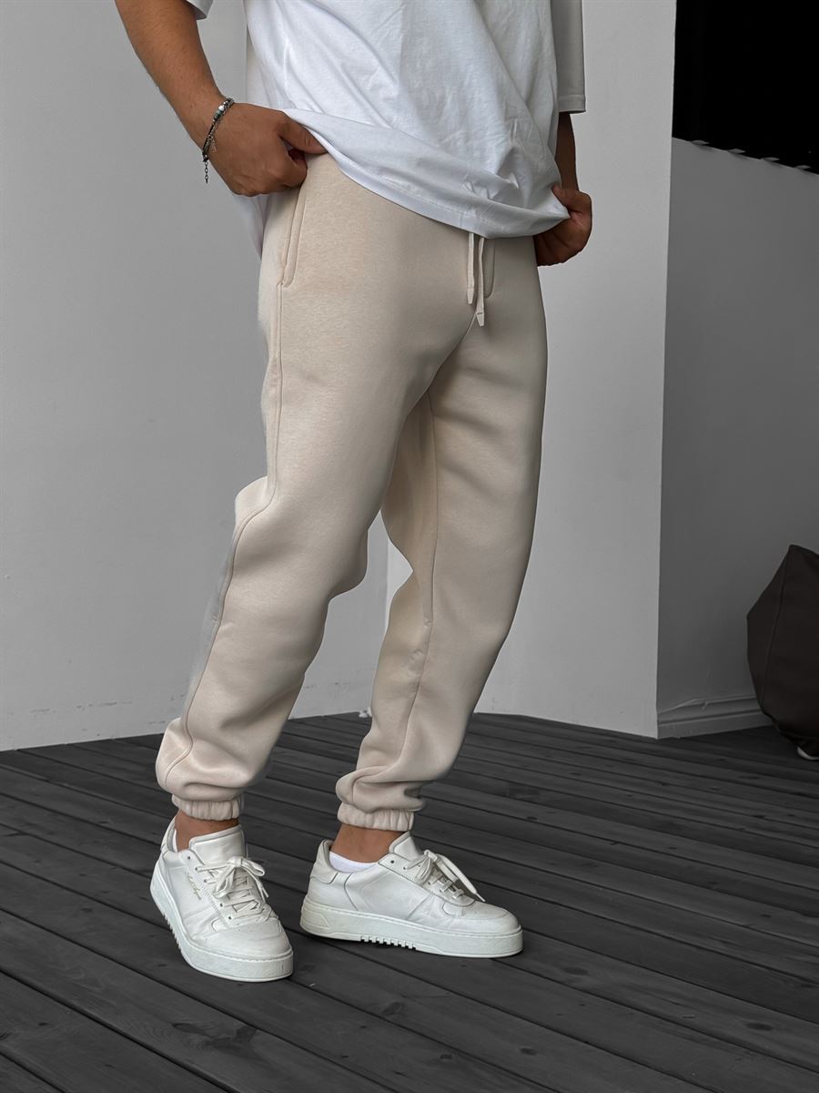 Fleece-Lined Sweatpants with Elastic Hem