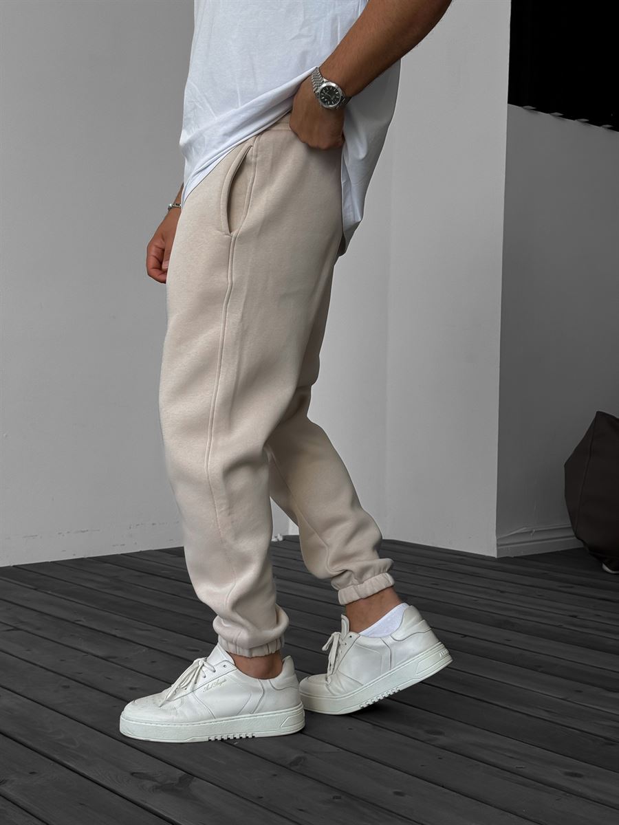 Fleece-Lined Sweatpants with Elastic Hem