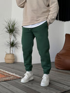 Fleece-Lined Sweatpants with Elastic Hem