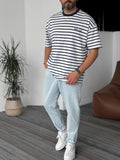 Striped Royal Embroidered Oversize T-Shirt