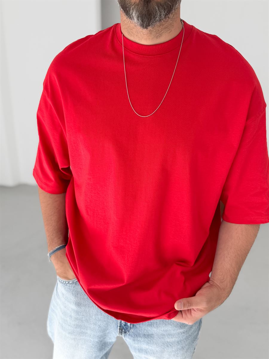 Red Basic Oversize T-Shirt JJ-326