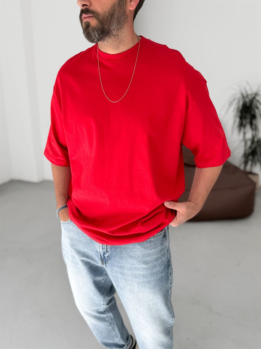 Red Basic Oversize T-Shirt JJ-326