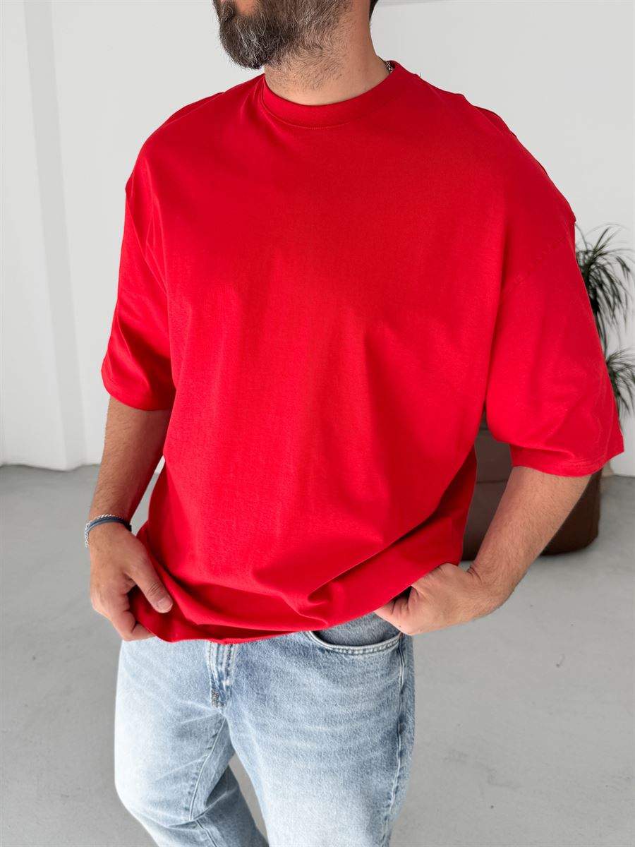 Red Basic Oversize T-Shirt JJ-326