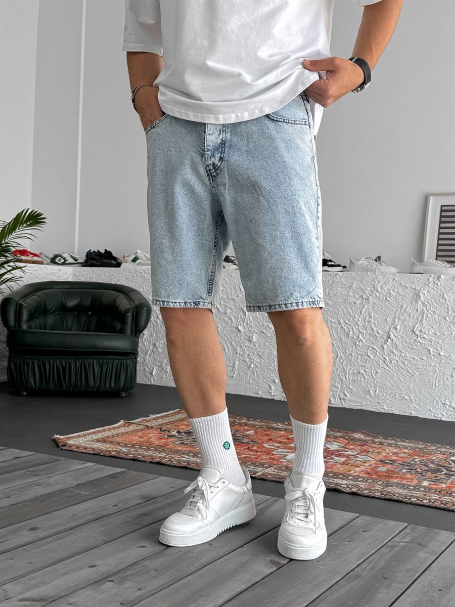 Washed Denim Shorts