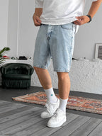 Washed Denim Shorts
