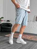Washed Denim Shorts