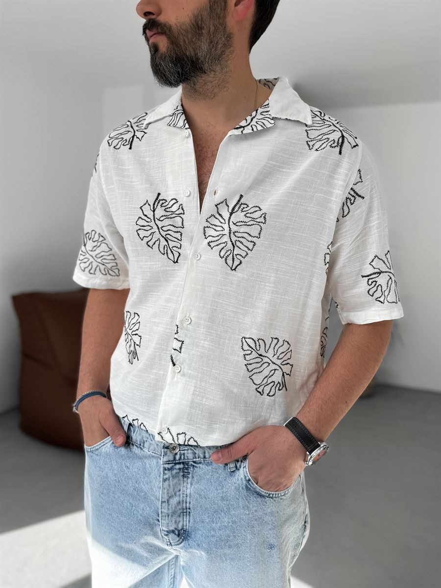 Leaf Embroidered Shirt
