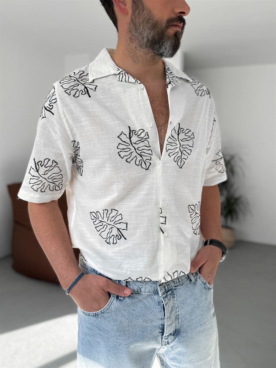 Leaf Embroidered Shirt