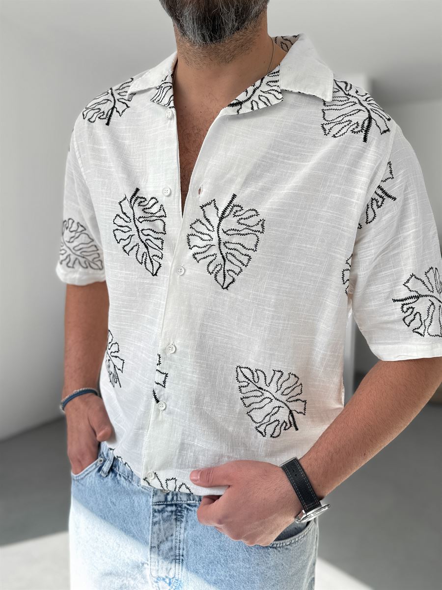 Leaf Embroidered Shirt