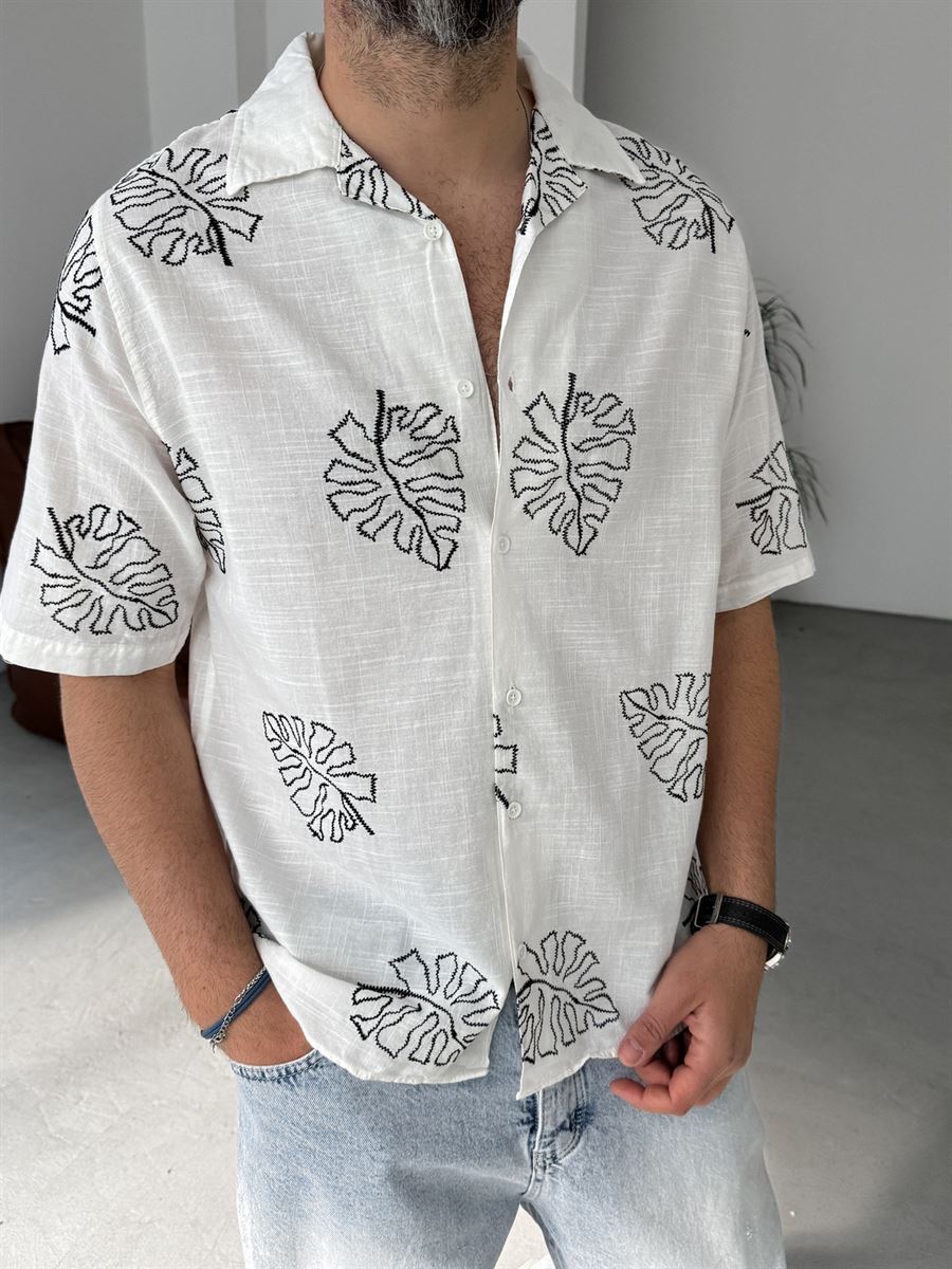 Leaf Embroidered Shirt