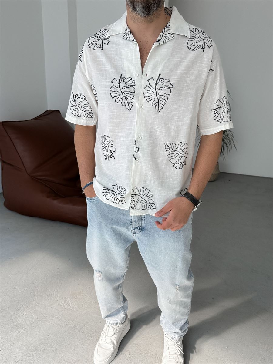 Leaf Embroidered Shirt