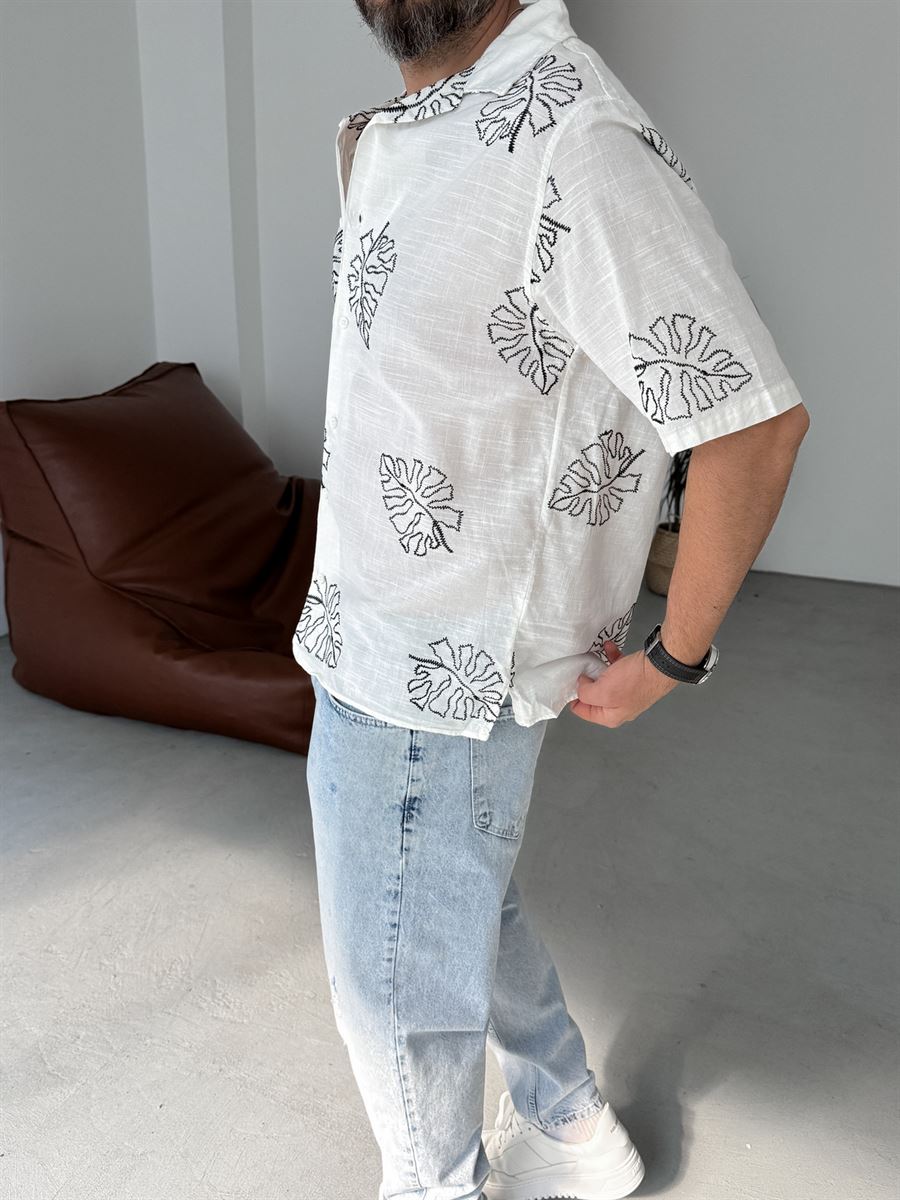 Leaf Embroidered Shirt