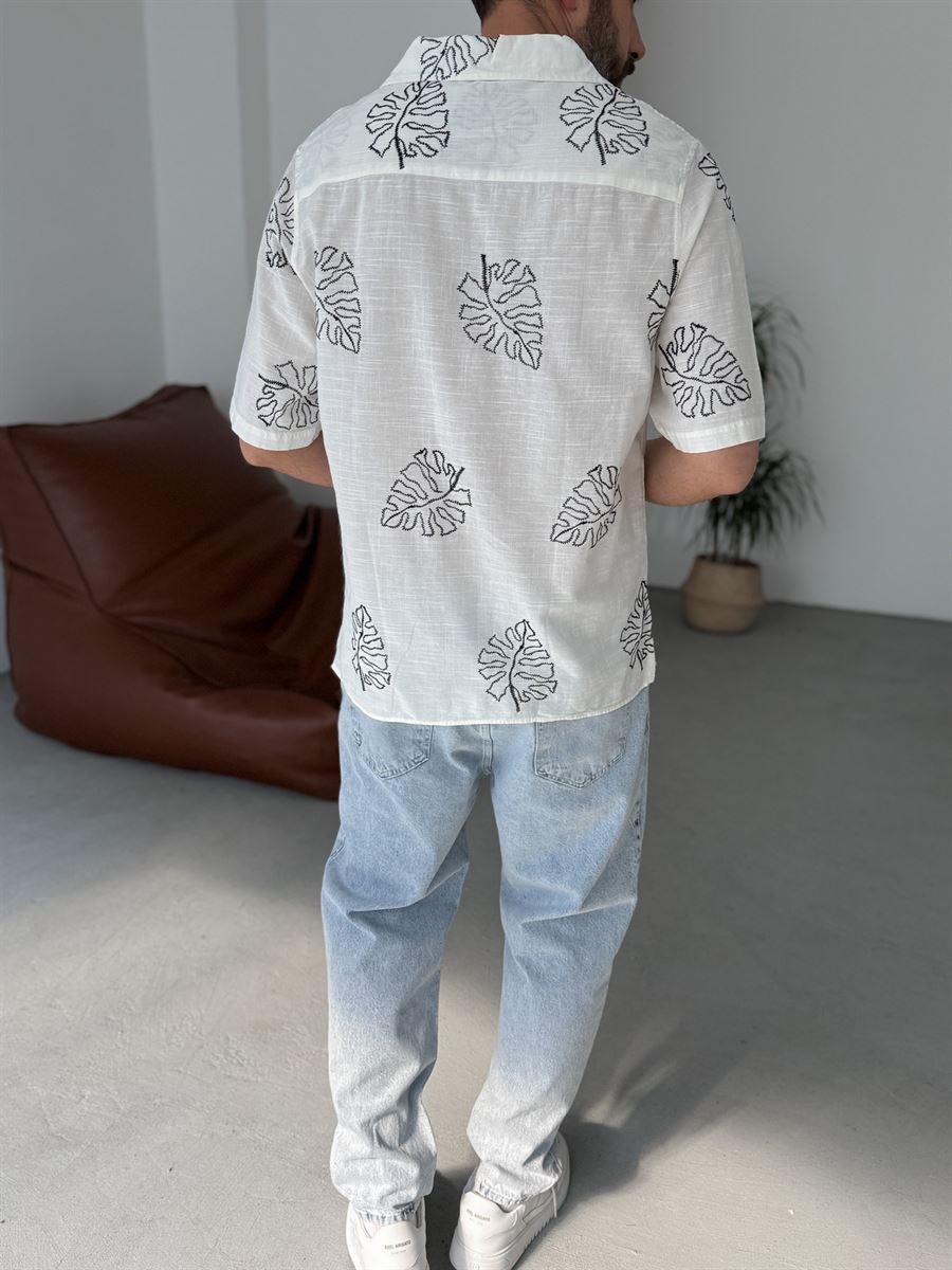 Leaf Embroidered Shirt
