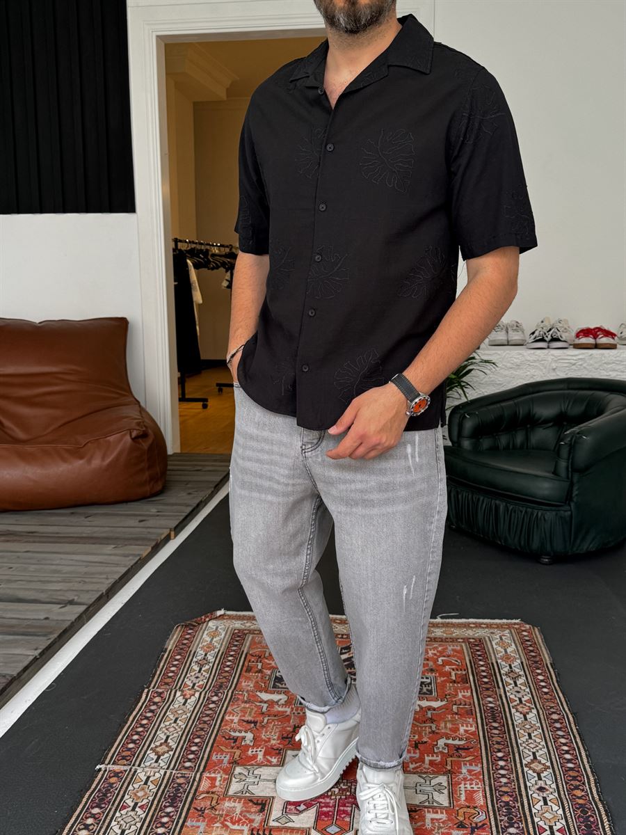 Leaf Embroidered Shirt