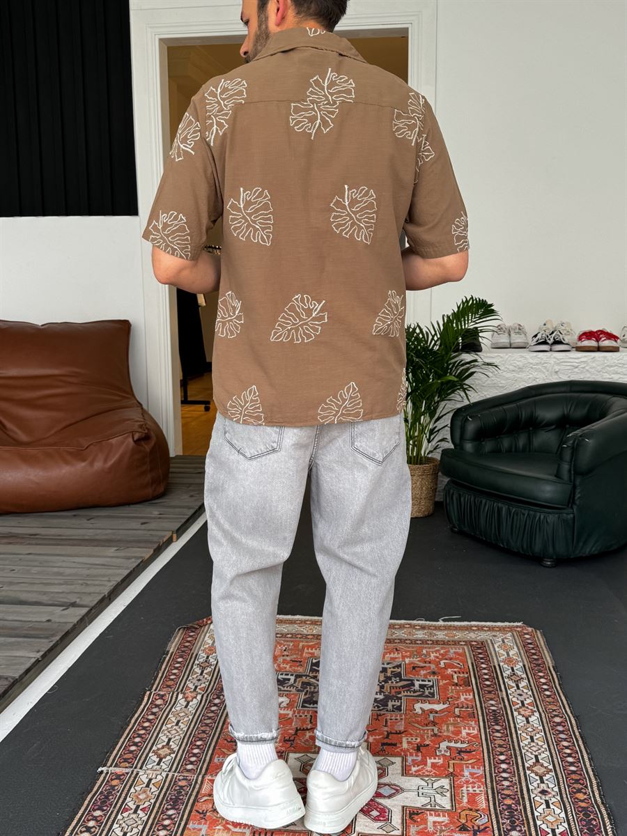 Leaf Embroidered Shirt