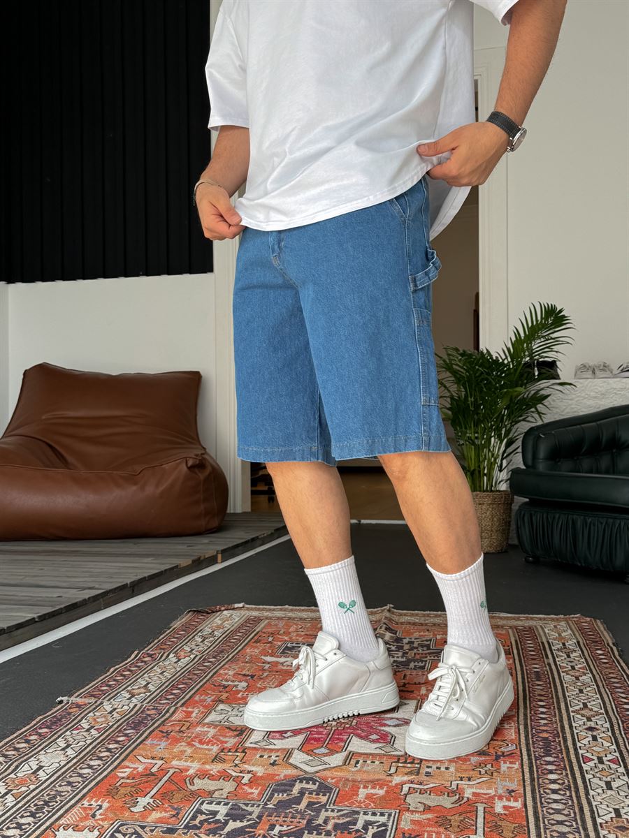 Side Detailed Denim Shorts