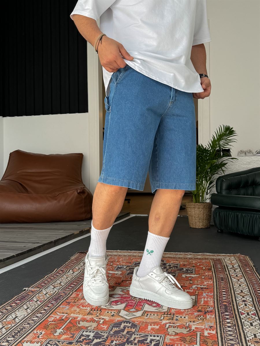 Side Detailed Denim Shorts