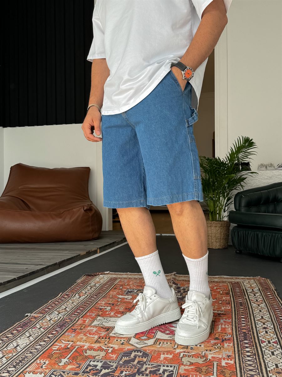 Side Detailed Denim Shorts