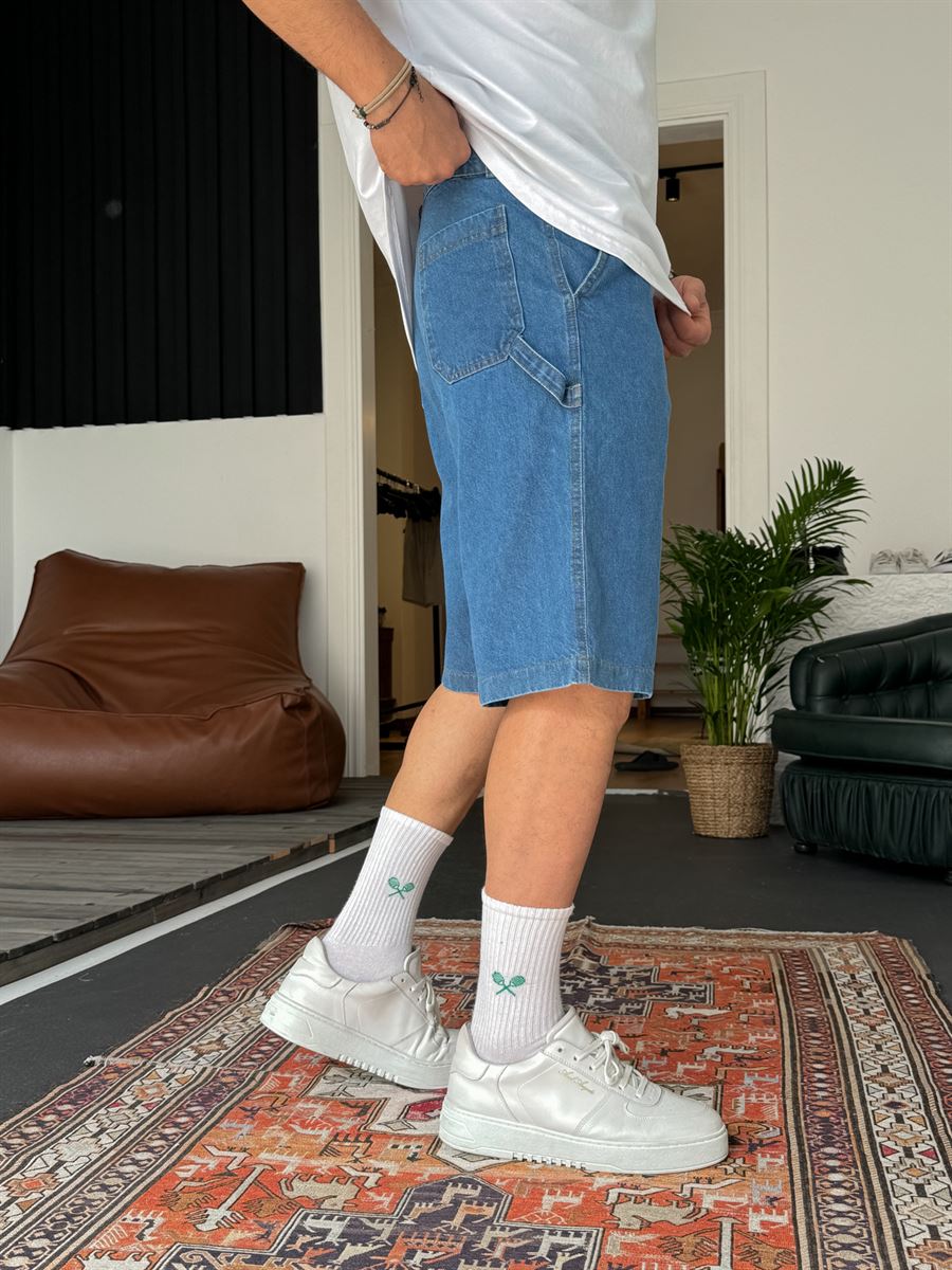 Side Detailed Denim Shorts