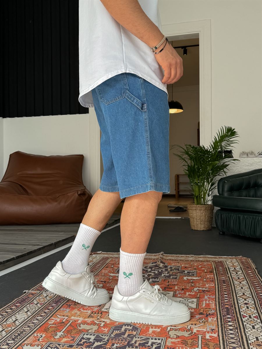 Side Detailed Denim Shorts