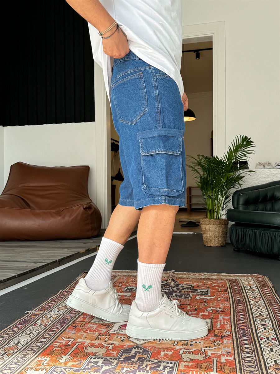 Cargo Pocket Denim Shorts