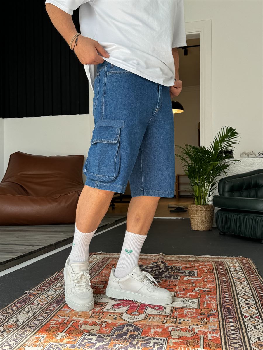 Cargo Pocket Denim Shorts