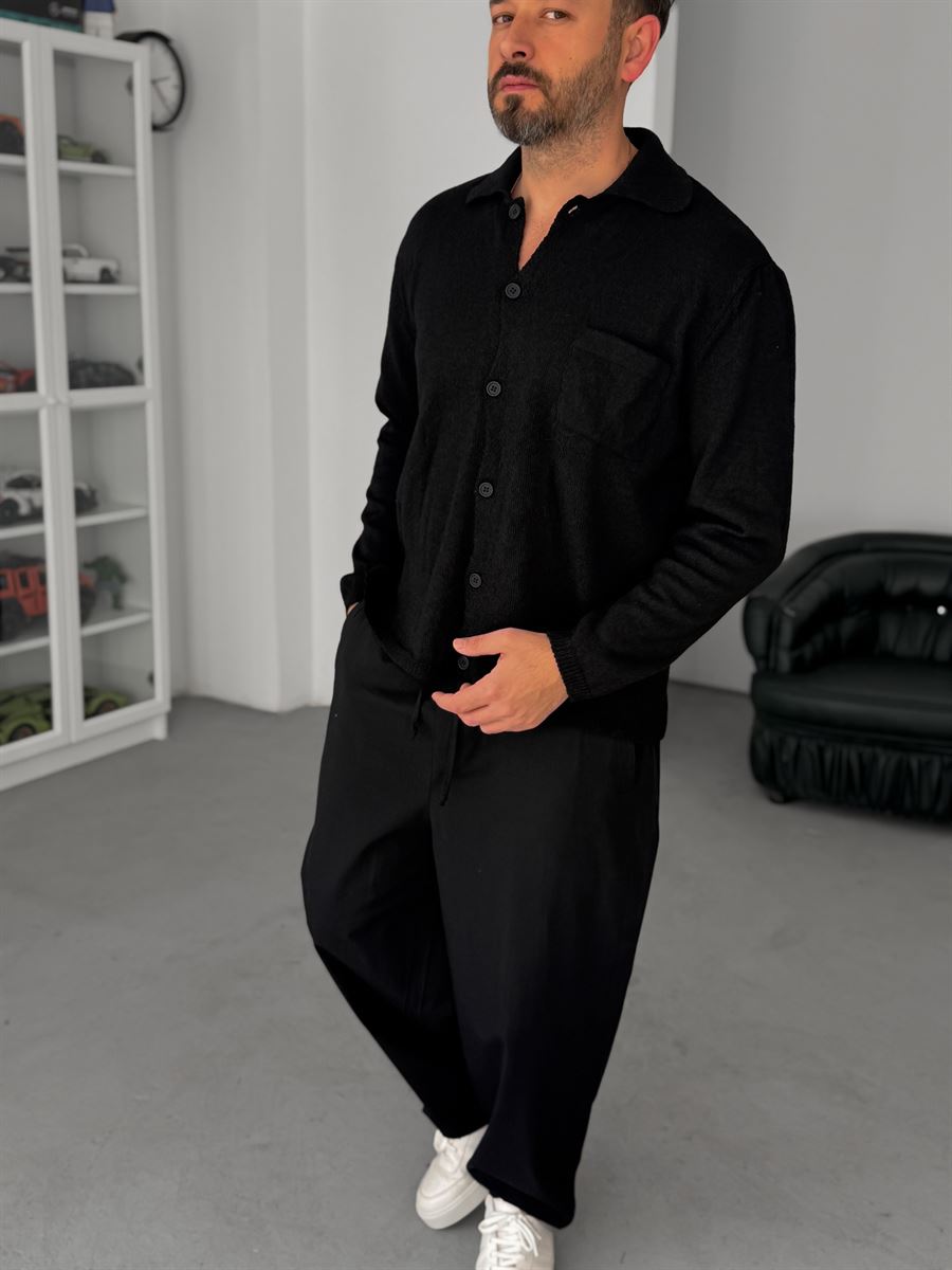 Black Basic Knit Shirt G-010